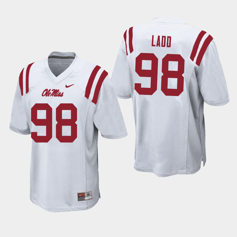 Men #98 Clayton Ladd Ole Miss Rebels College Football Jerseys Sale-White - Click Image to Close